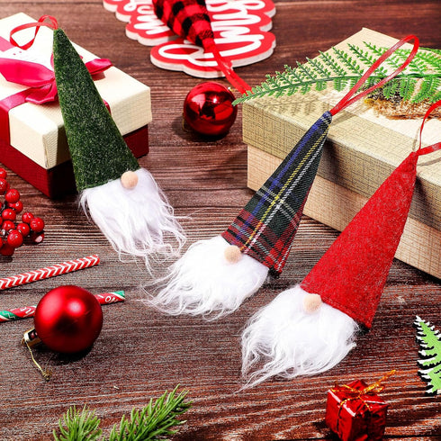 Skylety Skylety Gnome Ornaments Christmas Hanging Buffalo Plaid Decor for Christmas Tree Scandinavian Decorations Santa Gnome Tomte Plush Ornament...