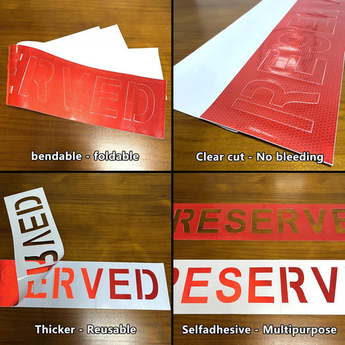 2 Pieces 4" Reserved Stencil with Self-Adhesive,Reserved Parking Spray Painting Letter Sticker Stencil,6" x 29" Reserved Sign Pavement Stencil for...