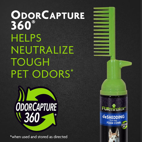 FURminator Tub-Free Deshedding Foam Comb, 3 Ounces, Grooming Comb for Dogs Helps Freshen Coat and Reduce Odors with No Rinsing...