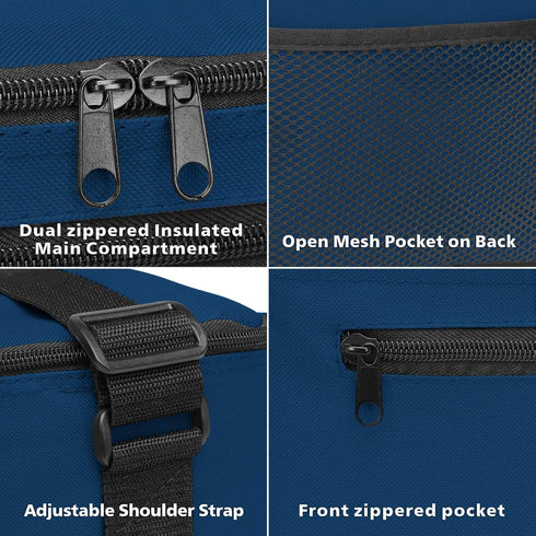 BuyAgain Lunch Bag, 600D Poly Small 6 Can Insulated Reusable Lunch Cooler Bag PEVA Water-resistant Lining for Women Men Adult Work, Navy Blue...