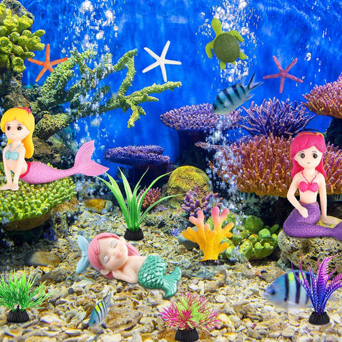 Jetec Aquarium Fish Tank Mermaid Ornament Miniature Mermaid Figurines with Simulated Seaweed for DIY Craft Aquarium Fish Tank Desk Accessories Dec...