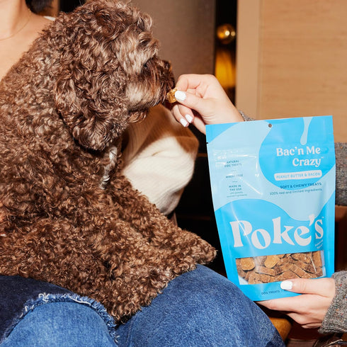 Poke's Bac'n Me Crazy Treats for Dogs, Limited Ingredient & Natural Dog Treats, Wheat-Free & Made in The USA, Bacon & Peanut Butter Soft & Chewy T...