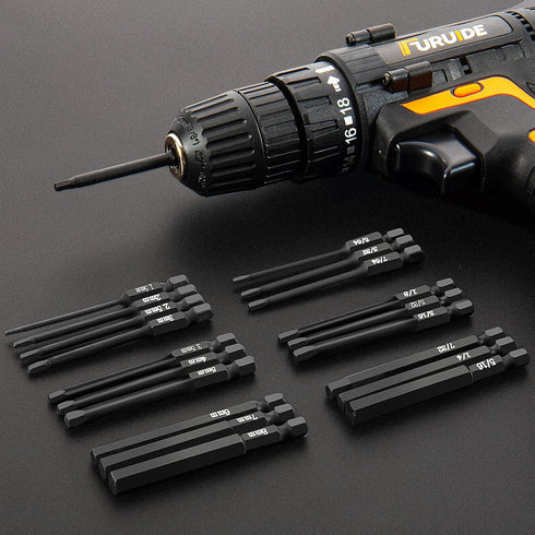 20 Piece Hex Head Allen Wrench Drill Bit Set, 1/4 Inch Hex Shank Metric and SAE S2 Steel Hex Bit Set, Magnetic Tips 3 Inch Long...