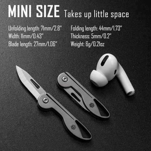KeyUnity KK05 Mini Titanium Pocket Knife for Everyday Carry- Razor Sharp Folding Blade, Lightweight EDC Tool for Camping, Hiking and Outdoor...