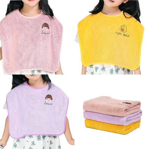 3 Pack Bibs for Baby Girls or Boys, Toddler Bibs for Feeding Teething Drooling, The Size 16 "x20 Face Towel Multifunctional for 1-6 Years kids (pi...