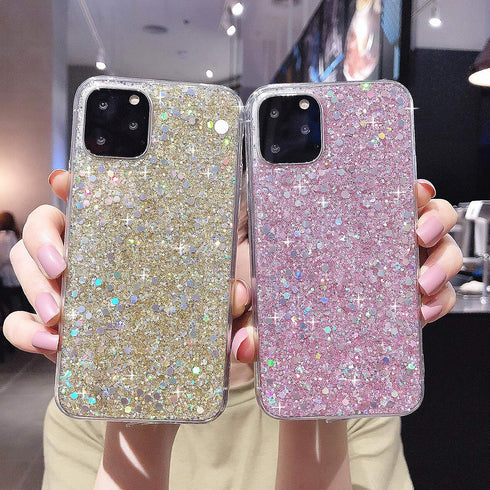 for iPhone 12 Case and iPhone 12 Pro Case Gel Clear Glitter Sparkle Bling Women Girls Cases Cute Rubber Slim Soft Silicone TPU Shockproof Drop Pho...
