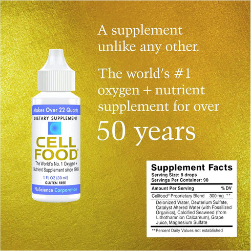 Cellfood Oxygen Boost, 1 fl oz - Liquid Oxygen Supplement for Lymphatic Drainage, Altitude Sickness, Jet Lag, Fatigue, Headaches, Hangovers & Ener...