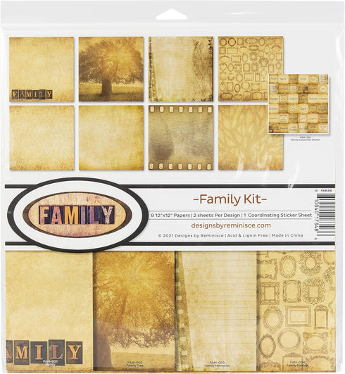 Reminisce Family Scrapbook Collection Kit Paper Crafts, Multi Color Palette...