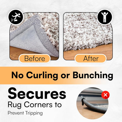 4 PCS Rug Pad Gripper for Hardwood Floors, Non Slip Rug Pads, Under Rug Carpet Tape, Keep Rugs in Place, Reusable, Washable, New Material...