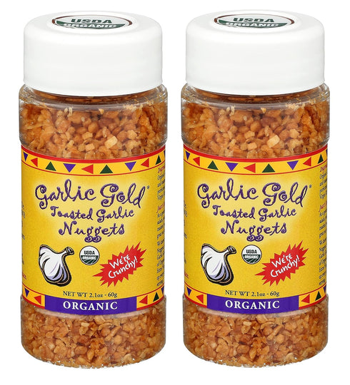 Garlic Gold Toasted Garlic Nuggets, Crunchy Roasted Garlic Seasoning, USDA Certified Organic Salad Topper, Keto Paleo Friendly (2.1 Ounces, 2 Pack...