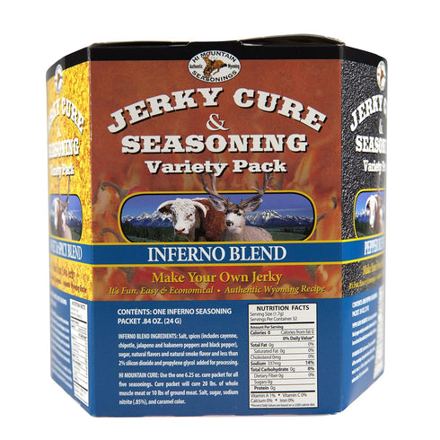 Hi Mountain Jerky Seasoning and Cure Kit | VARIETY PACK #2 | Flavors: Mandarin Teriyaki, Pepperoni, Sweet & Spicy, Inferno, & Pepper | Make Beef J...