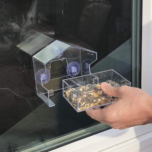 Perky-Pet 345 Clear Outdoor Window Bird Feeder with Strong Suction Cups – 1/2 Lb Seed Capacity...