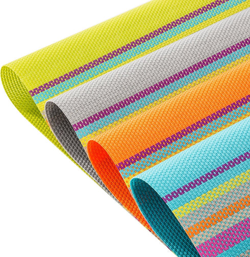 SHACOS Placemats Set of 4 Colorful Woven Vinyl Place Mats for Dining Table Reversible PVC Heat Resistant Table Mats (4, Multicolor)...