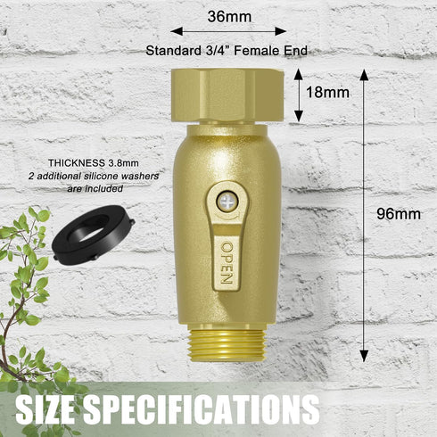 Heavy Duty Garden Hose Connector with Shut Off Valve, Water Hose Flow Control Adapter with 2 Extra Silicone Washers...