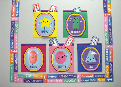 Carson Dellosa Pre-Punched We Stick Together 46-Piece Emotions Check-in Bulletin Board Set, Calming Corner Accents, Feelings Chart, Mood Board and...