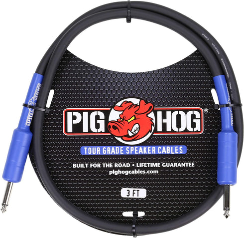 Pig Hog PHSC3 High Performance 14 Gauge 9.2mm 1/4" Speaker Cable, 3 Feet...