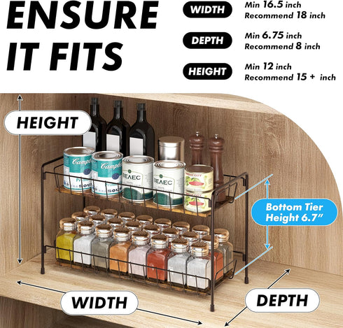 Simple Houseware Countertop Spice Rack 2-Tier Kitchen Spice Organizer Storage Shelves, Bronze...