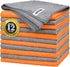 FIXSMITH Microfiber Cleaning Cloth -Pack of 12, Highly Absorbent Cleaning Rags(Grey&Orange), 16"X12" All Purpose Cleaning Towels for Housekeeping,...
