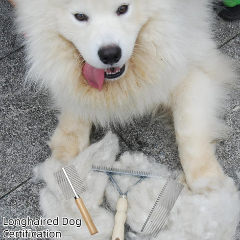 Undercoat Rake for Dogs, 3 Pack Pet Grooming Brush Set Long Tooth Rake Brush & Double-Sided Teech Comb & Stainless Steel Shedding Comb, Long Haire...