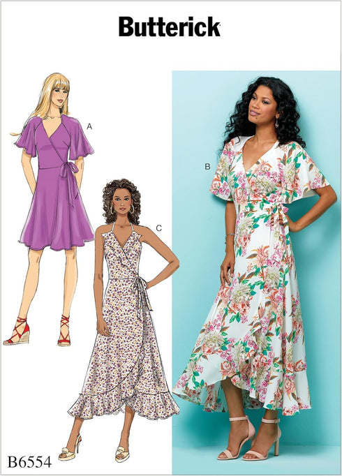 Butterick Patterns Misses' Wrap Dress, E5 (14-16-18-20-22)...