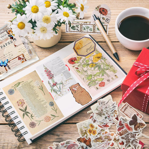 200 Pieces Vintage Scrapbook Supplies Pack for Junk Journal Planners DIY Paper Stickers Vintage Ephemera Pack Decoupage for Art Journaling Bullet ...