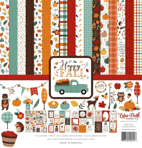 Echo Park Paper Company Happy Fall Collection Kit, Orange, red, Teal, Brown, Yellow, 12-x-12-Inch...
