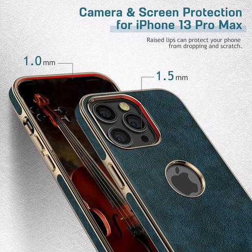 LOHASIC Leather Case for iPhone 13 Pro Max, Men Women Elegant Luxury Slim PU Cover Soft Non-Slip Grip Shockproof Anti-Scratch Protective Phone Cas...