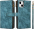 iCoverCase iPhone 13 Wallet Case with Card Holder, 2 in 1 PU Leather Magnetic Clasp Zipper Pocket Shockproof Detachable Flip Wrist Strap for (Blue...