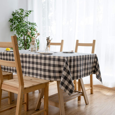 Aquazolax Table Cloths for Rectangle Tables Gray Buffalo Plaid Extra Long Farmhouse Decorative Wrinkle Free Table Covers for 6 Foot Table, 54Wx 10...