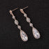 SWEETV Long Pear-Shaped Rose Gold Wedding Birdal Earrings for Brides, Bridesmaids, Crystal Chandelier Dangle Drop Earrings for Women Prom...
