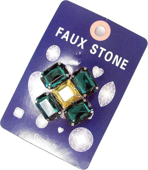 Linpeng Multi-Purpose Flower Shape Acrylic Jewel Stone Pin Brooch-FSBR-12-Green, Green...