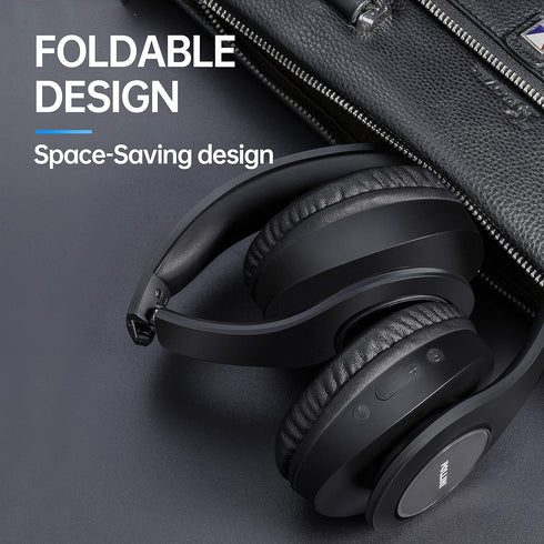pollini Bluetooth Headphones Wireless, 40H Playtime Foldable Over Ear Headphones with Microphone, Deep Bass Stereo Headset with Soft Memory-Protei...
