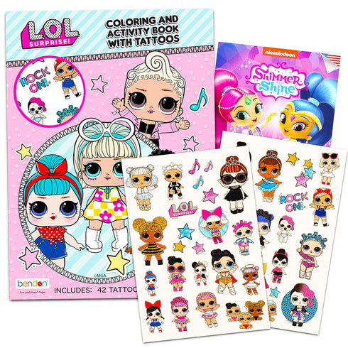 LOL Dolls Temporary Tattoos Party Pack - Over 40 L.O.L. Tattoos with 50 Shimmer Tattoos and LOL Coloring Book Bundle (LOL Party Supplies)...