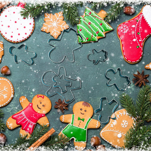 CHENGU 9 Pcs Gingerbread Man Cookie Cutters Christmas Gingerbread Boy and Girl Cookie Cutter Molds Set Funny Cute Stainless Steel Cookie Cutter Sh...