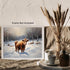 Posterizer 1 pcs-cute cow in snowy winter scene-oil painting style-3-Art for Animal Lovers-Landscape & Nature Art-Decor for Home & Office- unframe...
