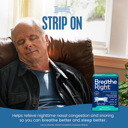 Breathe Right Nasal Strips | Extra Strength | Clear | For Sensitive Skin I Drug-Free Snoring Solution & Nasal Congestion Relief Caused by Colds & ...