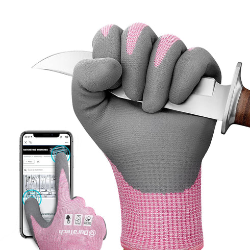 DURATECH A7 Cut Resistant Work Gloves, Sandy Nitrile Coated Palms, Lightweight Cut Proof Gloves with Touch-Screen Compatiblility, Safety Gloves fo...