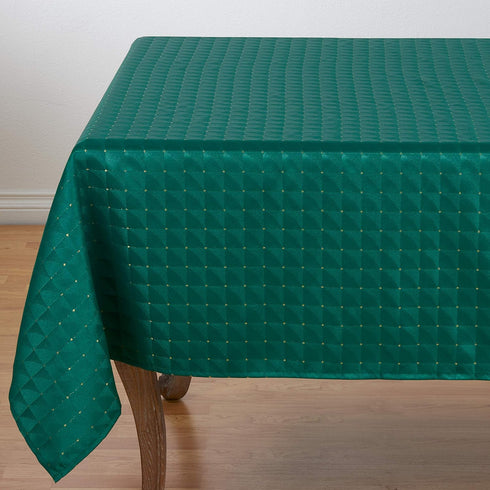 SARO LIFESTYLE 6081.G70S Scintillio Collection Checkered Polyester Holiday Tablecloth, 70", Green...
