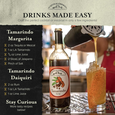 Liquid Alchemist Tamarind Syrup for Cocktails - Real Ingredients Make our Tamarindo Syrup the Perfect Spicy Margarita Mix - Made with Fresh Tamari...