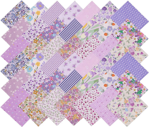 Purple Charm Pack, 42-5" Cotton Quilting Fabric Quilt Squares...