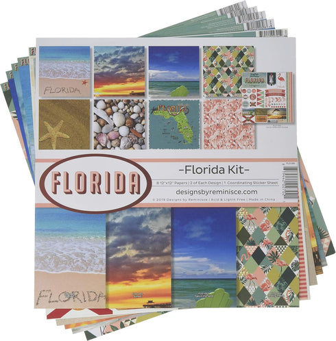 Reminisce Florida Scrapbook Collection Kit, Multi Color Palette, 12x12 inches...