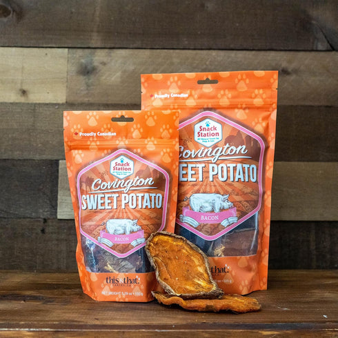 Covington Sweet Potato - Bacon - 11.46 oz, Dehydrated Dog Treats, Vitamin Rich All Natural Chew, This & That Canine Co...