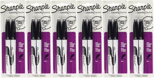 Sharpie Rub-A-Dub Fine Point Laundry Marker, Black, 2 Count (Pack of 6) 12 Markers Total...