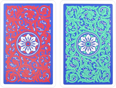 Copag 1546 Neoteric Design 100% Plastic Playing Cards, Bridge Size (Narrow) Green/Red Double Deck Set (Jumbo Index)...