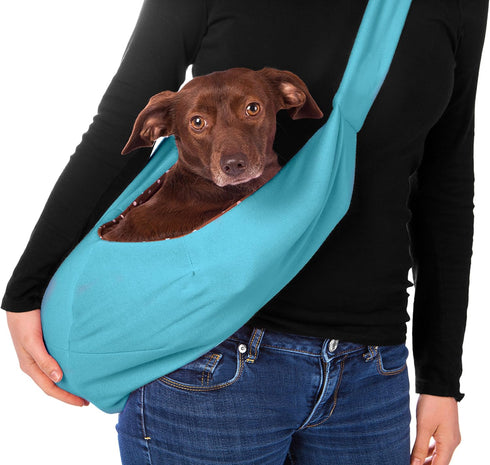 iPrimio Reversible Cat Sling & Dog Carrier Sling - Aqua Blue, Soft Hands Free Pet Carrier, Cat Papoose Carrier Front, Puppy Sling, Cat Carrier, Pe...