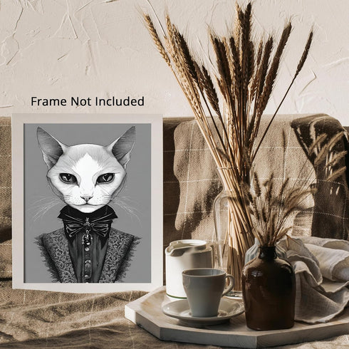 Posterizer 1 pcs- gothic themed classic cat wearing goth clothes-Gothic Art-Art for Animal Lovers- Living Room Bedroom Decor- unframed wall art...