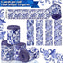 Lyrow 6 Rolls Chinoiserie White and Blue Wired Edge Ribbon Chinoiserie Ribbon Floral Ribbon Butterfly Craft Flower Pattern Fabric Ribbons for Craf...