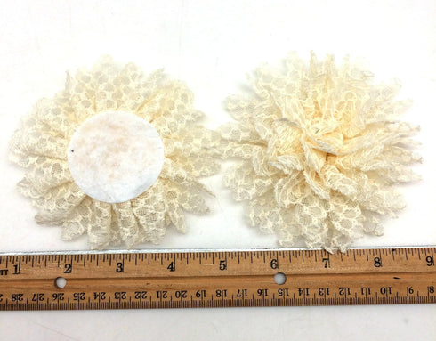 PEPPERLONELY 10PC Set Cream Lace Petal Fabric Flowers, 4 Inch...