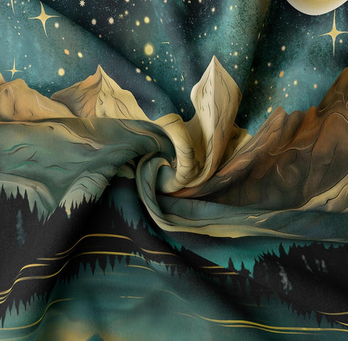 Tapzen Mountain Tapestry Nature Landscape Rocky Mountain Tapestry for Bedroom Aesthetic Forest Scenic Moon Tapestry Wall Hanging Tree Woods Wall T...