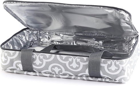 The Lakeside Collection Carrier for Casserole or Slow Cooker - Gray Damask Casserole...
